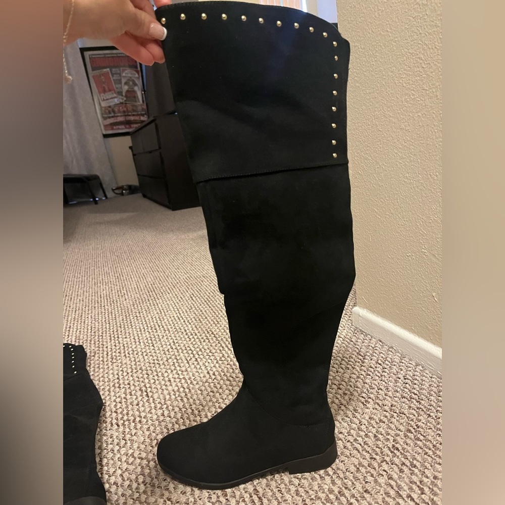 XOXO over the knee black suede boot